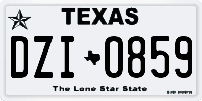 TX license plate DZI0859