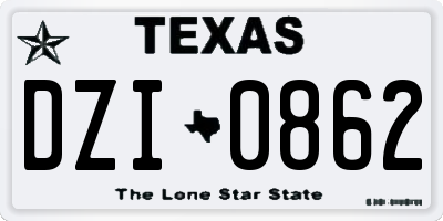 TX license plate DZI0862