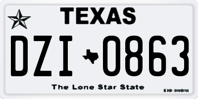 TX license plate DZI0863