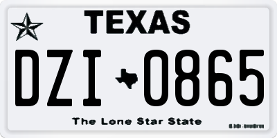 TX license plate DZI0865