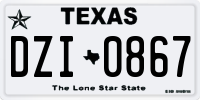 TX license plate DZI0867
