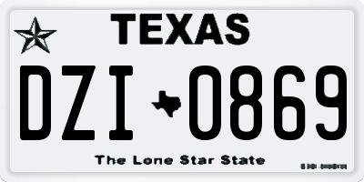 TX license plate DZI0869
