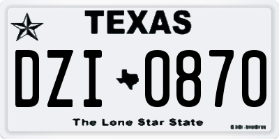 TX license plate DZI0870