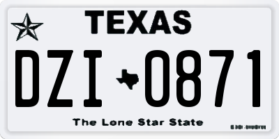 TX license plate DZI0871
