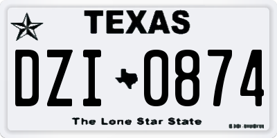 TX license plate DZI0874