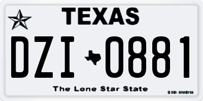 TX license plate DZI0881