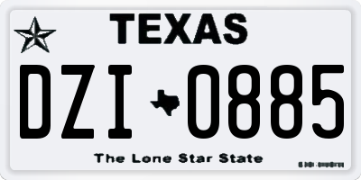 TX license plate DZI0885
