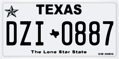 TX license plate DZI0887