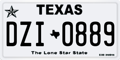 TX license plate DZI0889