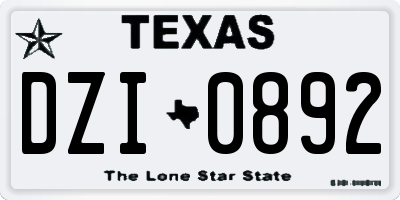 TX license plate DZI0892