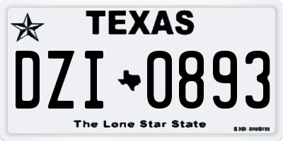 TX license plate DZI0893