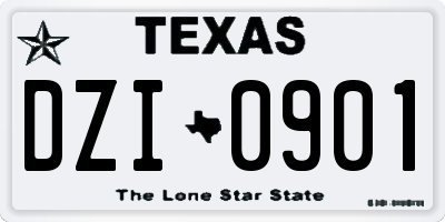 TX license plate DZI0901