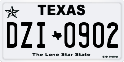 TX license plate DZI0902