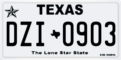TX license plate DZI0903