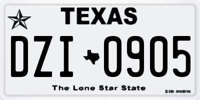 TX license plate DZI0905