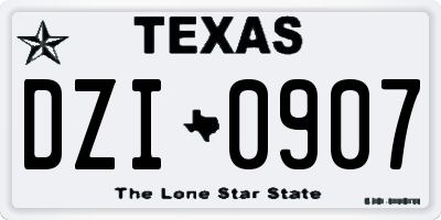 TX license plate DZI0907