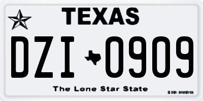 TX license plate DZI0909