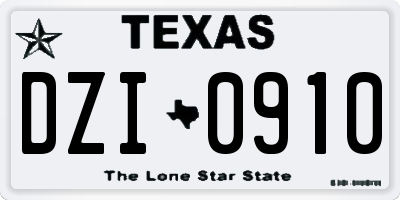 TX license plate DZI0910