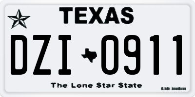 TX license plate DZI0911