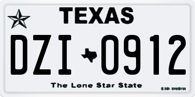 TX license plate DZI0912