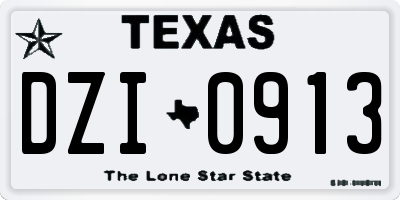 TX license plate DZI0913