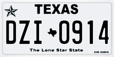 TX license plate DZI0914