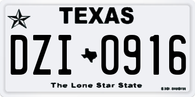 TX license plate DZI0916