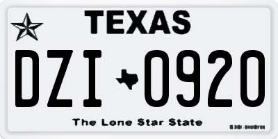 TX license plate DZI0920