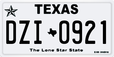 TX license plate DZI0921