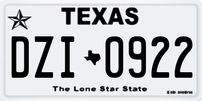 TX license plate DZI0922