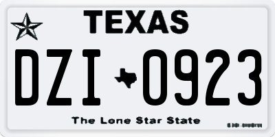 TX license plate DZI0923