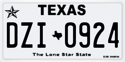 TX license plate DZI0924