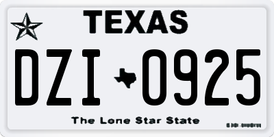 TX license plate DZI0925