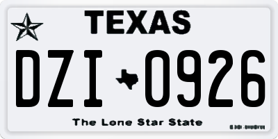 TX license plate DZI0926