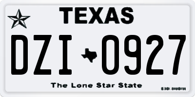 TX license plate DZI0927