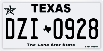 TX license plate DZI0928
