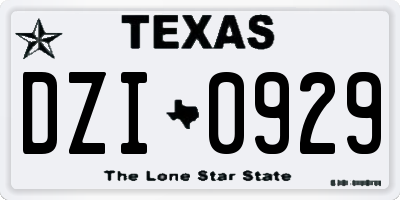 TX license plate DZI0929