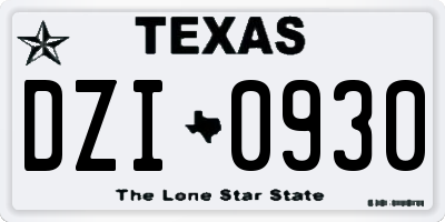 TX license plate DZI0930