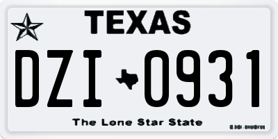 TX license plate DZI0931