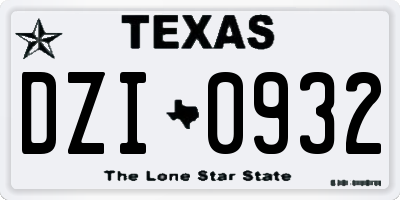 TX license plate DZI0932