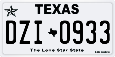 TX license plate DZI0933
