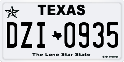 TX license plate DZI0935