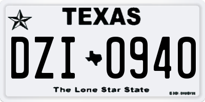 TX license plate DZI0940