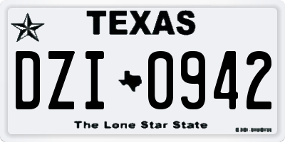 TX license plate DZI0942