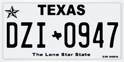 TX license plate DZI0947