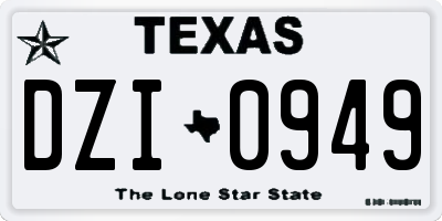 TX license plate DZI0949