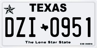 TX license plate DZI0951