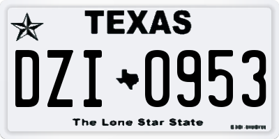 TX license plate DZI0953