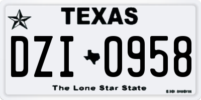 TX license plate DZI0958