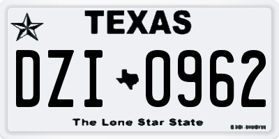 TX license plate DZI0962